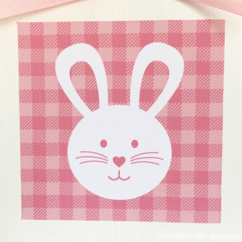 Close up of Easter Bunny Wooden Sign