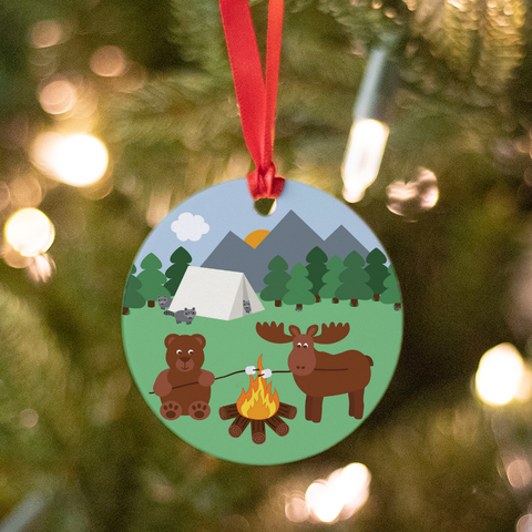 Forest Animal Camping Christmas Ornament
