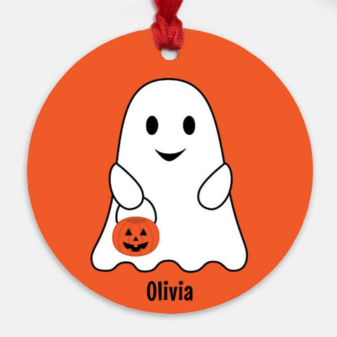 Personalized Orange Ghost Ornament