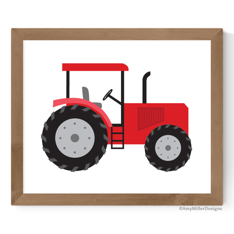 red tractor artwork for boys nursery