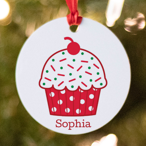 Personalized Cupcake Christmas Ornament