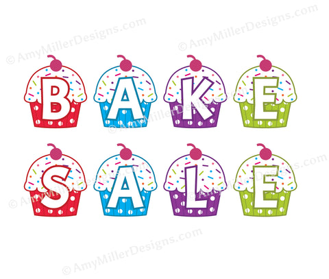 Bake Sale Rainbow Cupcake Banner Kit