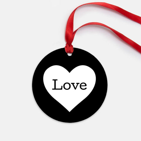 Black and White Love Heart Ornament