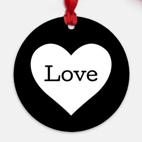 Black & White Heart Love Ornament