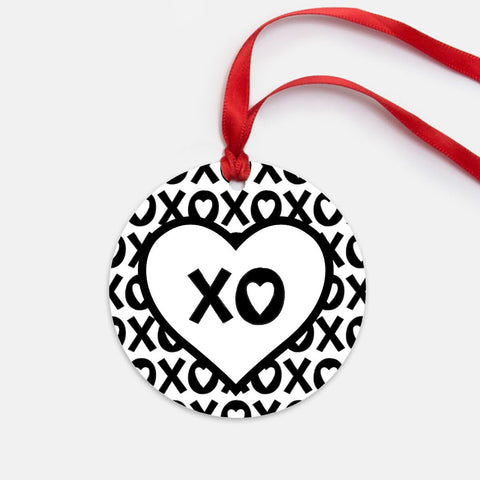 Black & White XOXO Valentine's Day Ornament