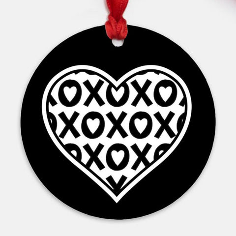 Black and White XO Heart Ornament