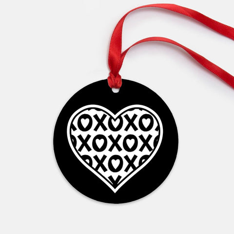 Black and White XOXO Heart Ornament
