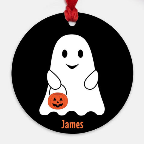 Personalized Black Ghost Halloween Ornament