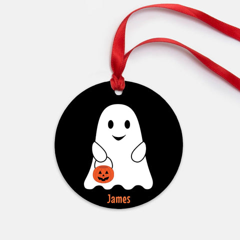 Personalized Black Ghost Halloween Ornament