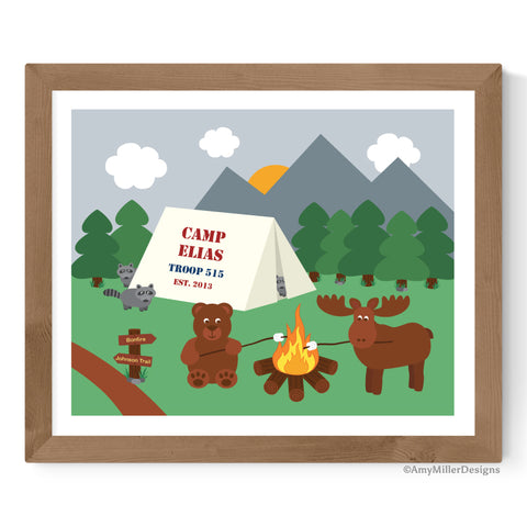 Forest Animal Camping Kids Room Artwork