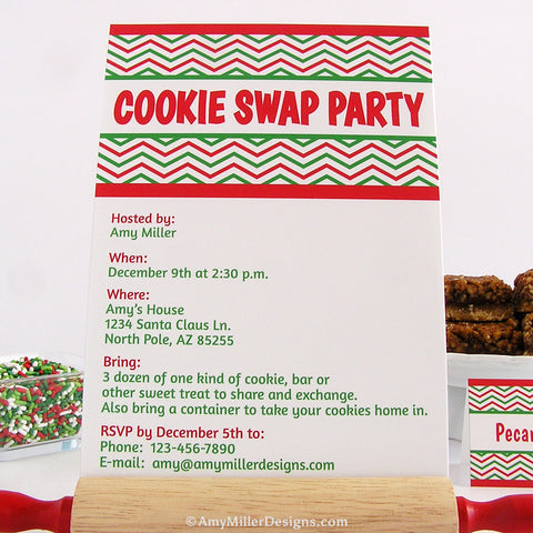 Cookie Swap Invitation - DIY Printable - Chevron Pattern