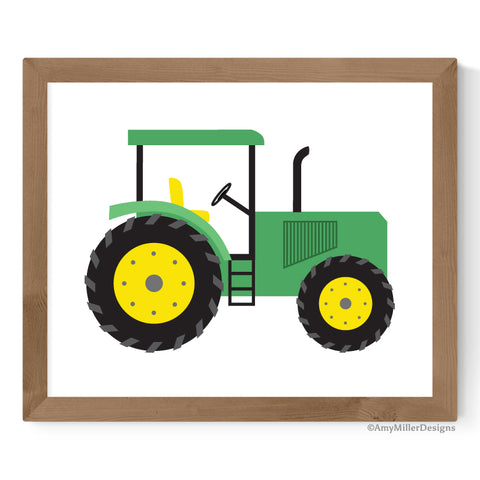 green tractor artwork for boys room