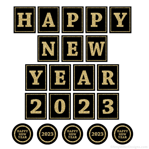 Happy New Year Banner - Instant Download