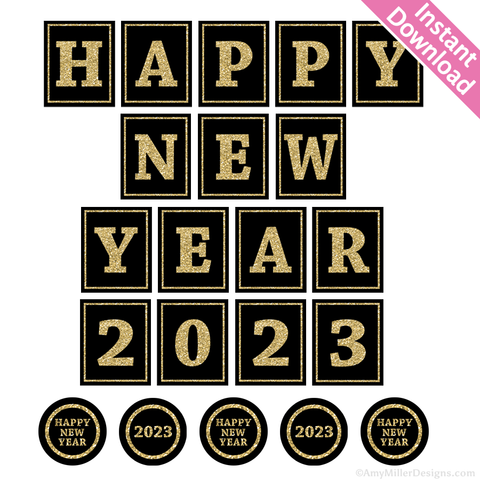 Happy New Year Banner - Instant Download