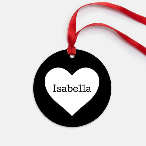 Personalized Black and White Heart Ornament