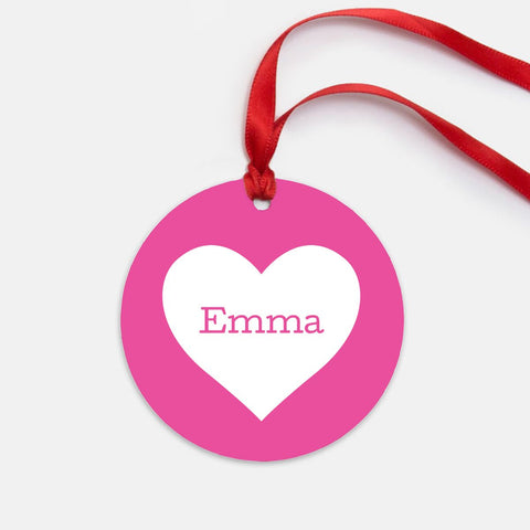 Personalized Pink Heart Valentines Day Ornament