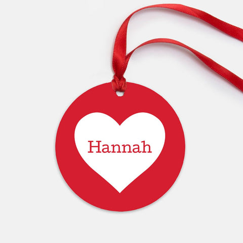 Personalized Red Heart Valentines Day Ornament
