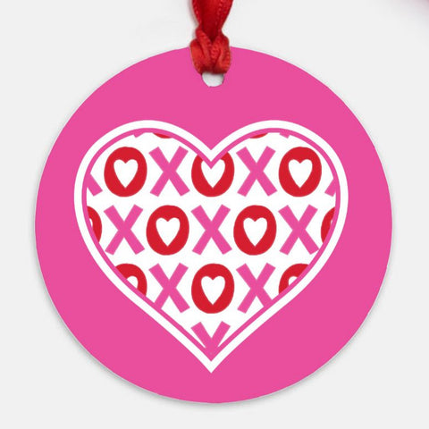 Pink XOXO Heart Ornament