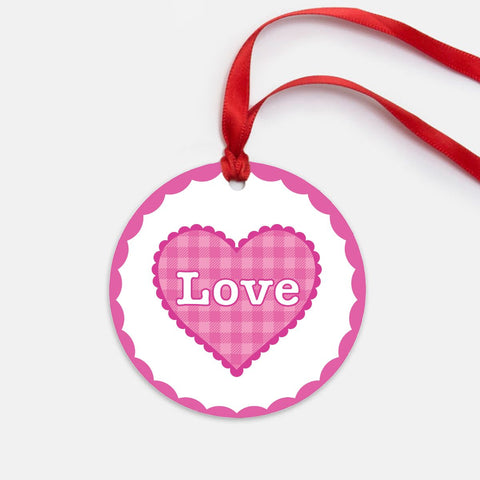 Pink Plaid Heart Ornament