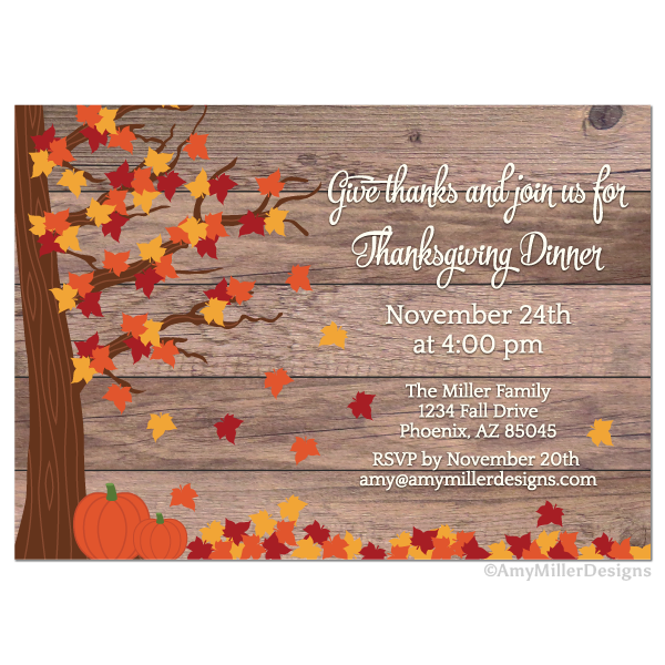 Thanksgiving Dinner Invitation with barn wood | Amy Miller Designs for Thanksgiving Dinner Invitations Free Printable