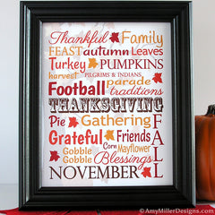 Thanksgiving Day Words Art Print