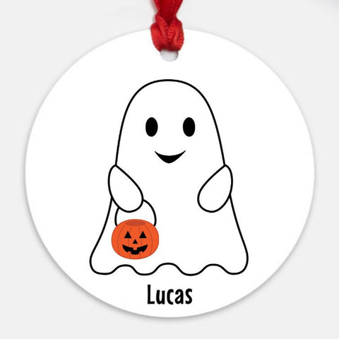 Personalized White Ghost Halloween Ornament