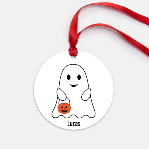 Personalized White Ghost Halloween Ornament