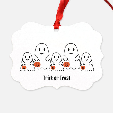 Personalized White Ghost Family Halloween Ornament