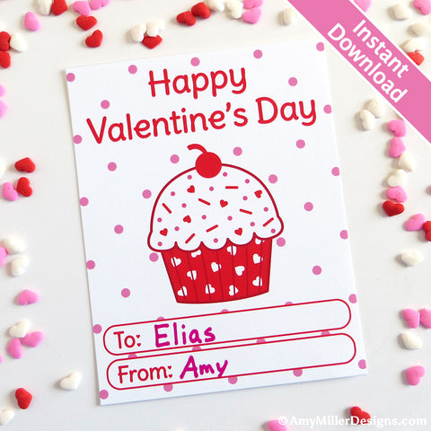 Valentine's Day Classroom Cupcake Card